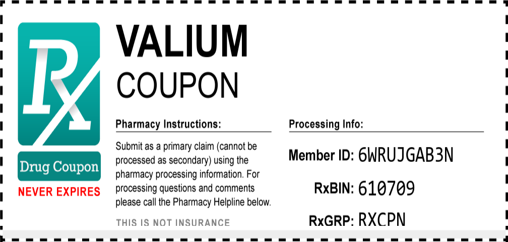 Valium Prescription Drug Coupon with Pharmacy Savings